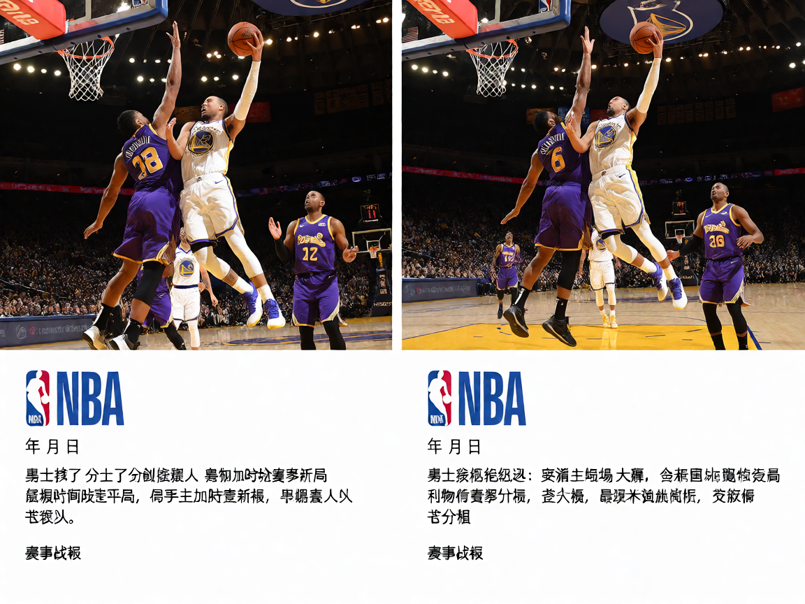 NBA比赛现场，球员突破上篮瞬间